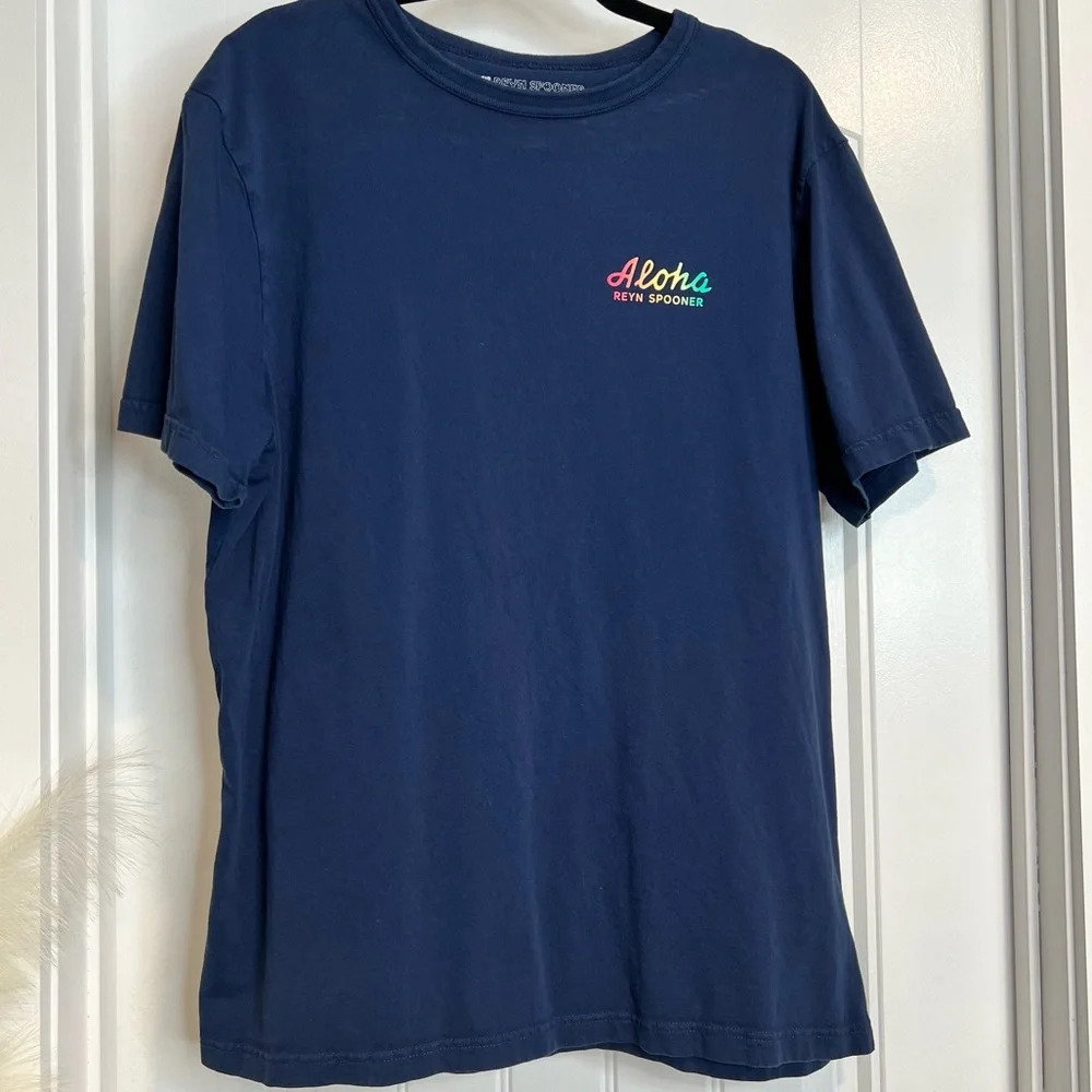 Reyn Spooner ‘Aloha Florida’ Navy Short Sleeved Tee‎ Shirt. Size Large.